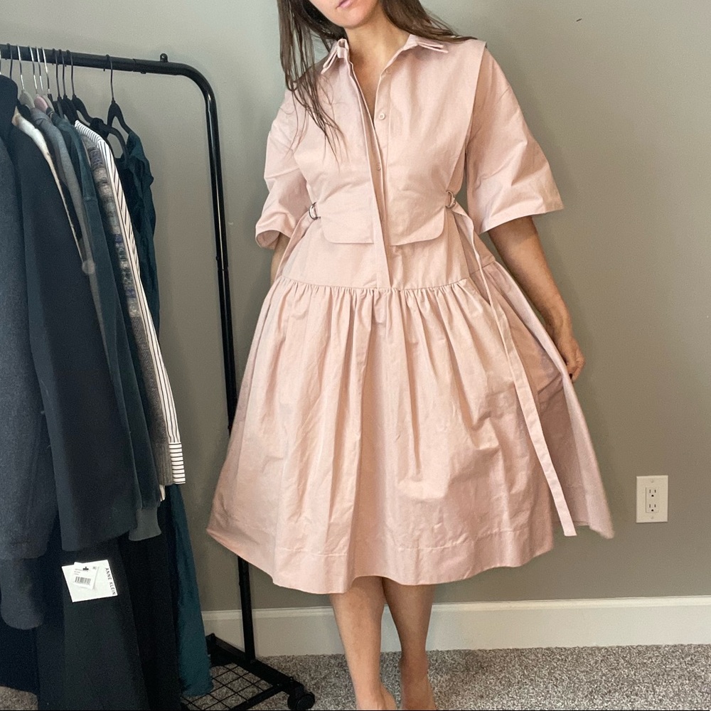 OURLETS D’OLIVER • dusty pink bib front box style dress nwt